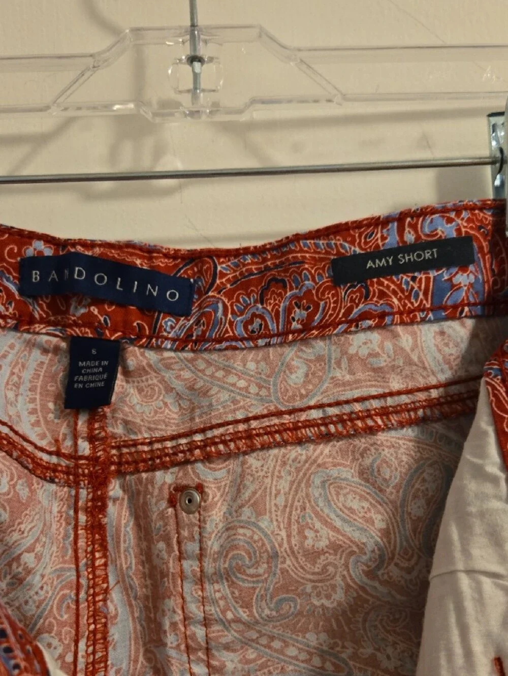 Bandolino Red Paisley Bermuda Shorts with Light Blue Highlights